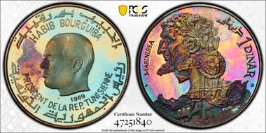 1969-NI Dinar Masinissa PR66DCAM