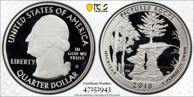 2018-S 25C Pictured Rocks NP-Silver PR70DCAM