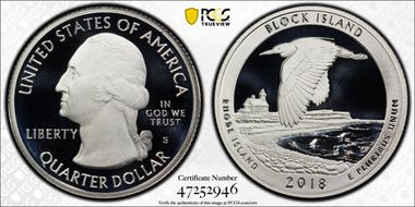 2018-S 25C Block Island NP-Silver PR70DCAM