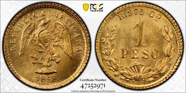 1898-Go R Peso KM-410.3 Mule, 5C obverse MS64