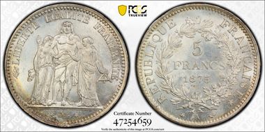 1873-A 5 Fr Gad-745a F-334 MS64