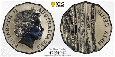 2019 50C Indigenous Languages Frosted Uncirculated MS69