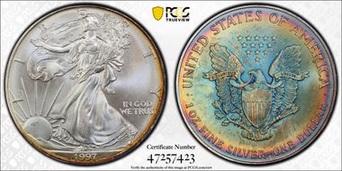 1997 $1 Silver Eagle MS67