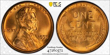 1955-S 1C MS66RD