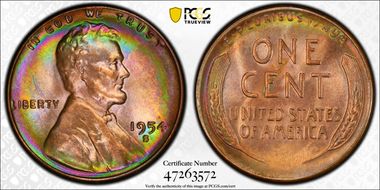 1954-S 1C MS65RB