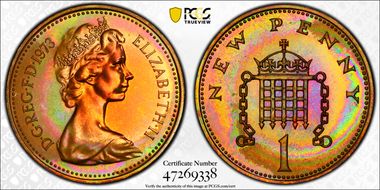 1973 1p S-B1 New Penny PR64RB