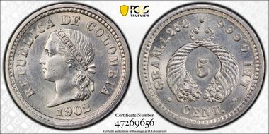 1902 (P) 5C Restrepo-365.1 Silver MS65