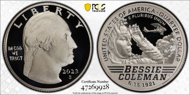 2023-S 25C Bessie Coleman PR70DCAM
