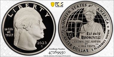 2023-S 25C Eleanor Roosevelt PR70DCAM