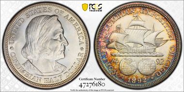 1892 50C Columbian MS64