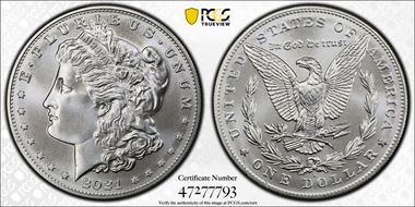 2021-D $1 Morgan Dollar 100th Anniversary MS70