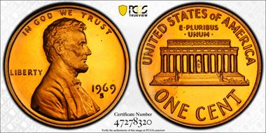 1969-S 1C PR68CAM