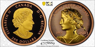 2023 $200 Peace Dollar Gold UHR Partial Rose Gold Gilt PR70DCAM