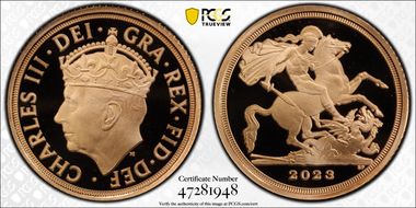 2023 1/4 Sov Coronation of Charles III PR70DCAM