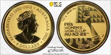 2023 $5 FIFA Women's World Cup Frosted Uncirculated MS70