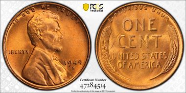 1944-S 1C MS66RD