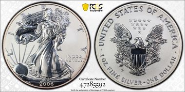2006-P $1 Eagle-20th Anniversary Reverse Proof PR69