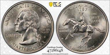 1999-D 25C Delaware MS65