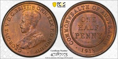 1913 1/2D MS64+ RB