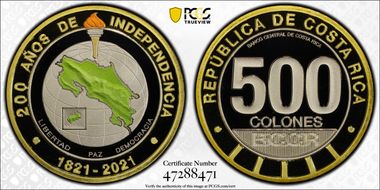 2021 500 Col Independence Bicentenary Colorized PR70DCAM