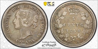 1858 5C Small Date VF35