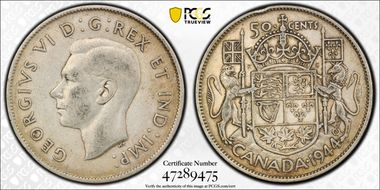 1944 50C Wide Date Far 4 XF40