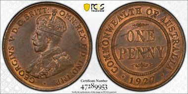 1927 (m) 1D English obverse MS63BN