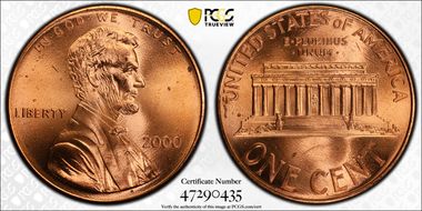 2000 1C "Cheerios" Cent MS65RD