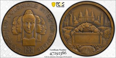 1931 Medal Colonial Expo Paris Ae Matte SP1