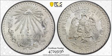 1945-M Peso KM-455 Ag MS66