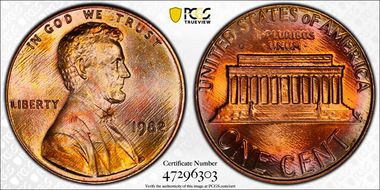 1982 1C Zinc, Small Date MS67RD