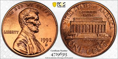 1992-D 1C MS66RD
