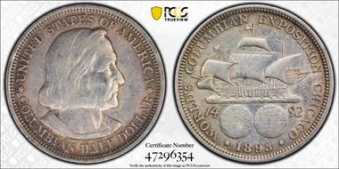 1893 50C Columbian AU55
