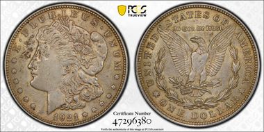 1921 $1 Morgan AU58