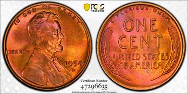 1954-D 1C MS65RB