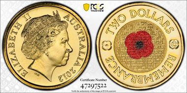 2012-C $2 Remembrance Day Colorized MS67