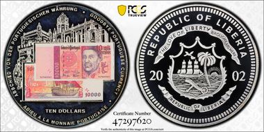 2002 $10 Goodbye Portuguese Currency MS68