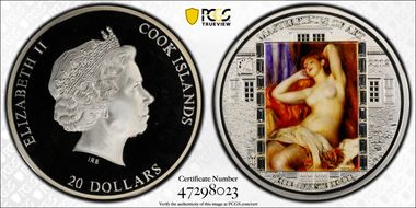 2012 $20 Masterpieces of Art Colorized Renoir - Sleeping Bather PR69DCAM