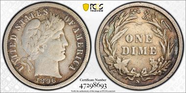 1896-S 10C VF30