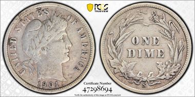 1901-S 10C VF25
