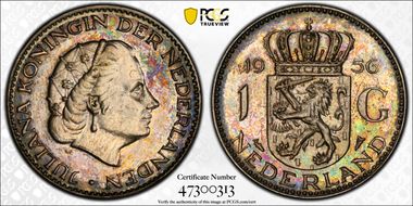 1956 Gulden Sch-1104a Piedfort Ag SP63