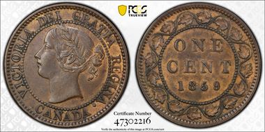 1859 1C Narrow 9 AU58BN