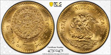 1921/11 20 Peso KM-478  Au MS66