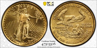 1993 $5 Gold Eagle MS70