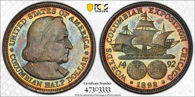 1892 50C Columbian MS65PL