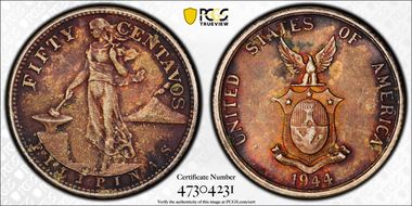 1944-S 50C KM-183  Ag MS64