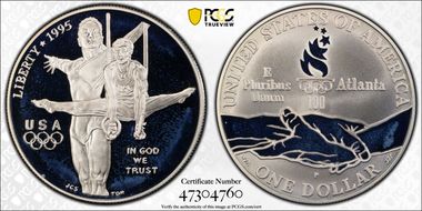 1995-P $1 Gymnastics PR68DCAM