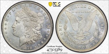 1878 7/8TF $1 Strong MS62
