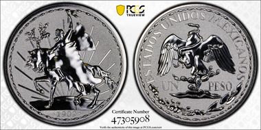 "1909" (2023) Medal Caballito Tribute Peso Ag Reverse Proof PR69