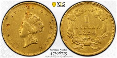 1854 G$1 Type 2 AU53